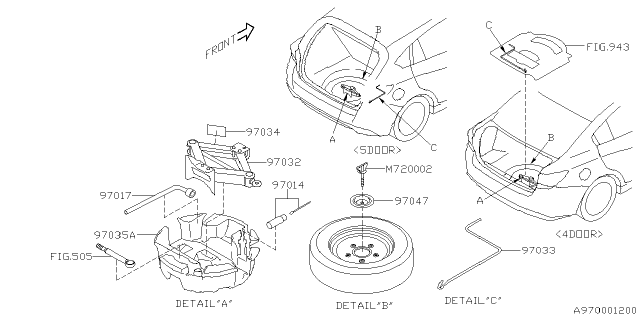 2023 Subaru Impreza 4 Cyl 2.0L 5MT Wagon Tool Kit & Jack Diagram 2
