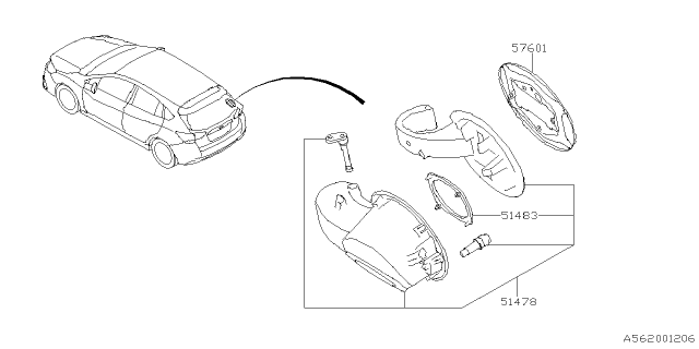 2023 Subaru Impreza 4 Cyl 2.0L 5MT Sedan Trunk & Fuel Parts Diagram 2
