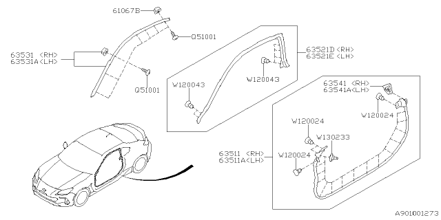 2025 Subaru BRZ WSTR DR F RH Diagram for 63511CC000