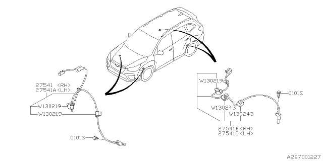 2024 Subaru Forester SEN SUB AY FT LH Diagram for 27540FL032