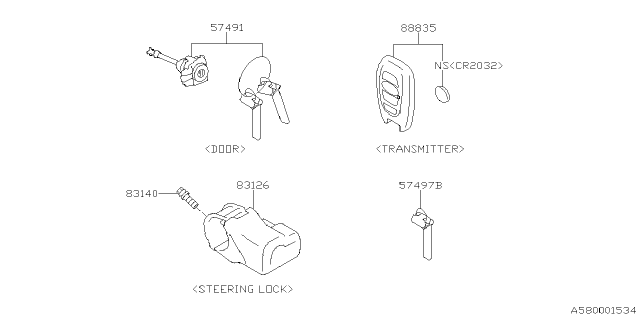 2025 Subaru Crosstrek 4 Cyl 2.0L Eyesight Key Kit & Key Lock Diagram 2
