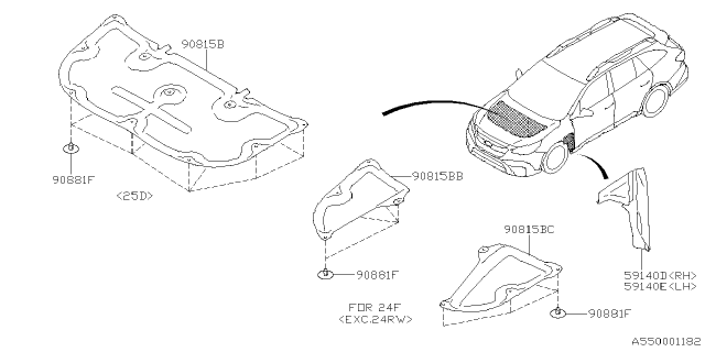 2022 Subaru Outback 4 Cyl 2.4L R Touring Front Hood & Front Hood Lock Diagram 2