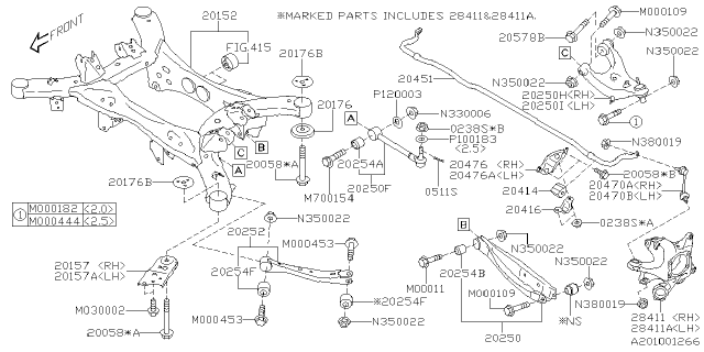 2024 Subaru Crosstrek RUB BUSH STABI R Diagram for 20464FL000