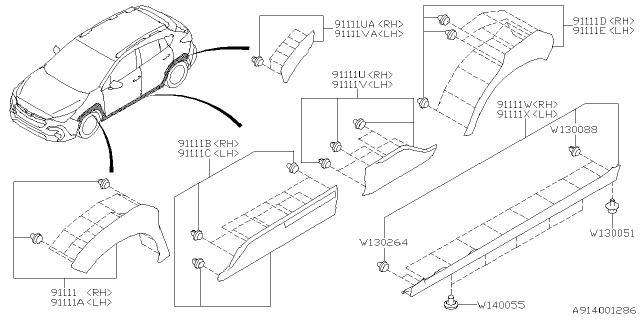 2024 Subaru Crosstrek GARNISH AY F DR RH Diagram for 91112FN44A