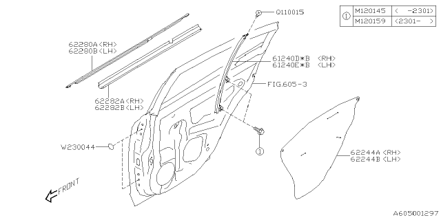 2022 Subaru Outback 4 Cyl 2.4L R Touring Front Door Panel & Rear Or Slide Door Panel Diagram 4