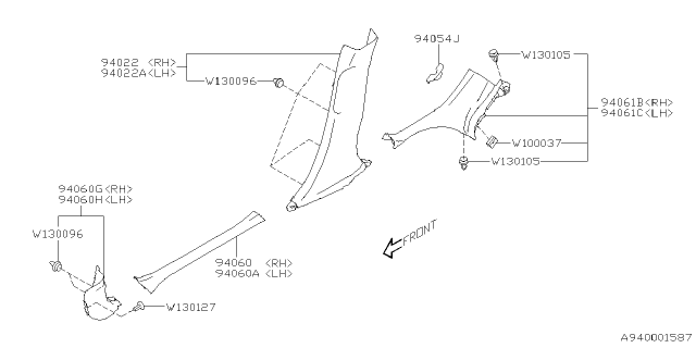 2024 Subaru Crosstrek TRIM PNL AY B PL LRH Diagram for 94022FN000VH