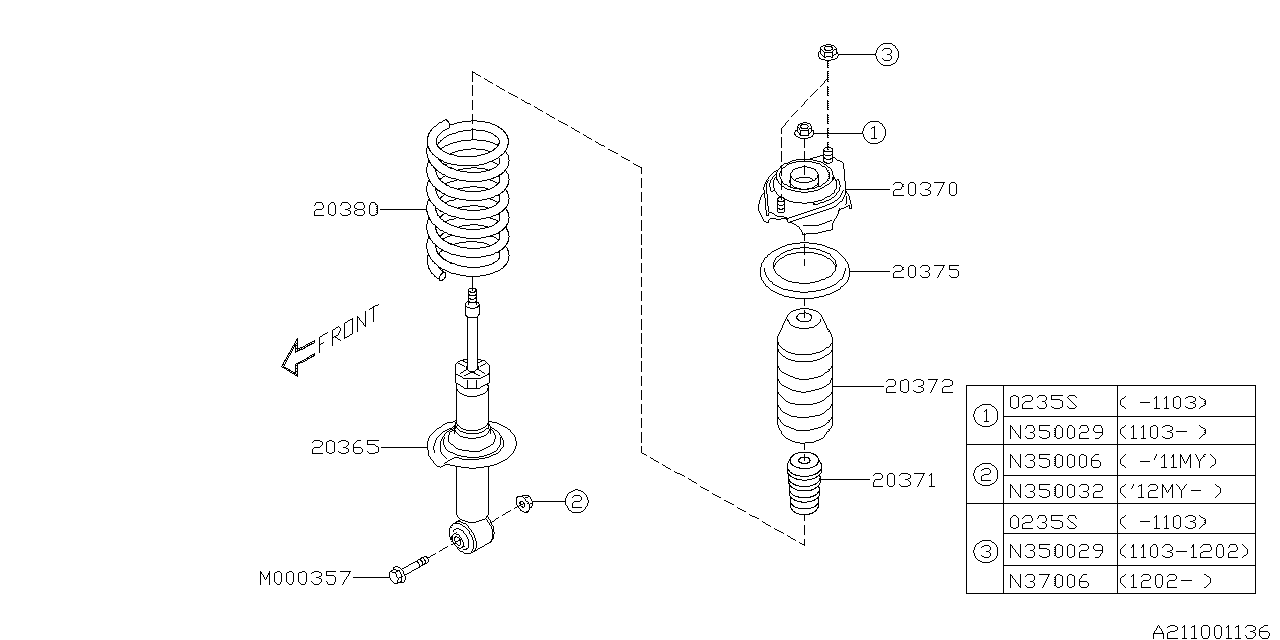 2013 Subaru Forester Rear Shock Absorber