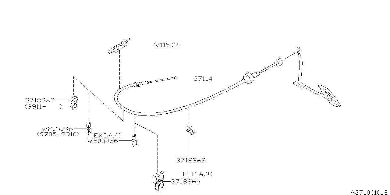 1999 Subaru Forester Accel Cable