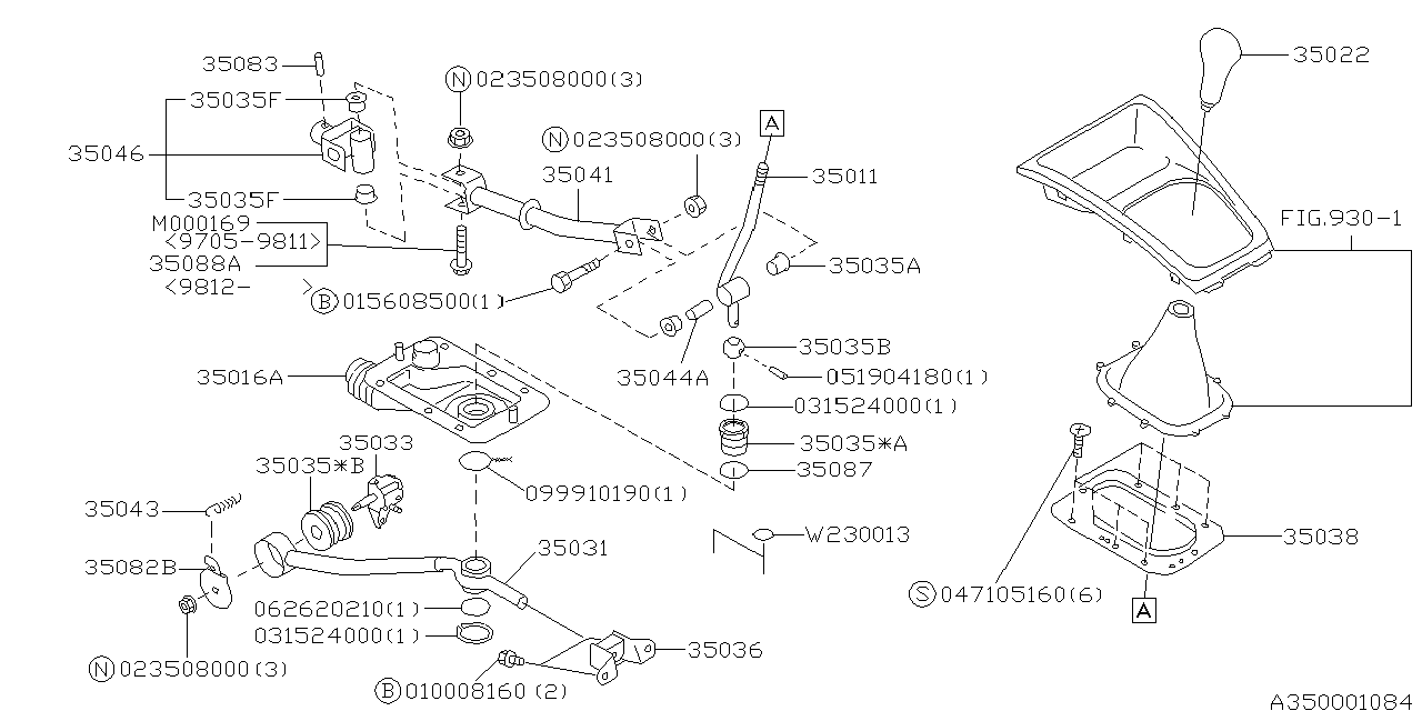 1999 Subaru Forester Manual Gear Shift System