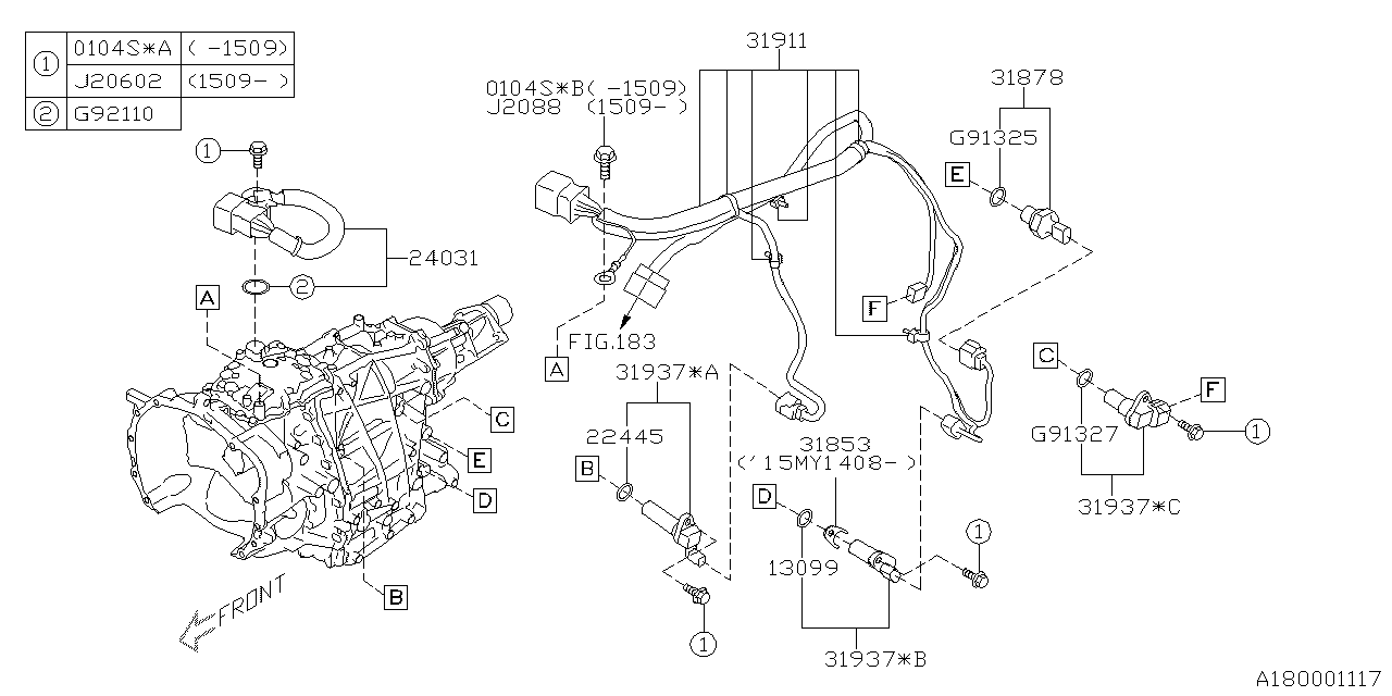 2014 Subaru Impreza Sedan Shift Control