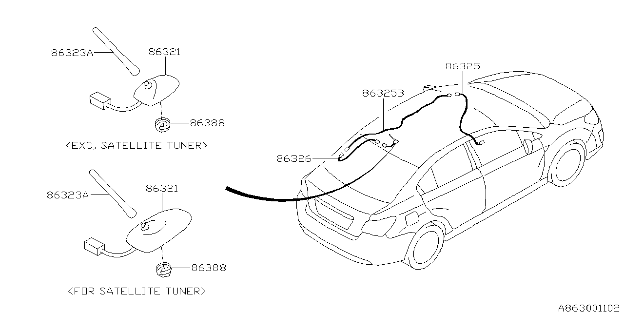 2014 Subaru Impreza Sedan Audio Parts - Antenna