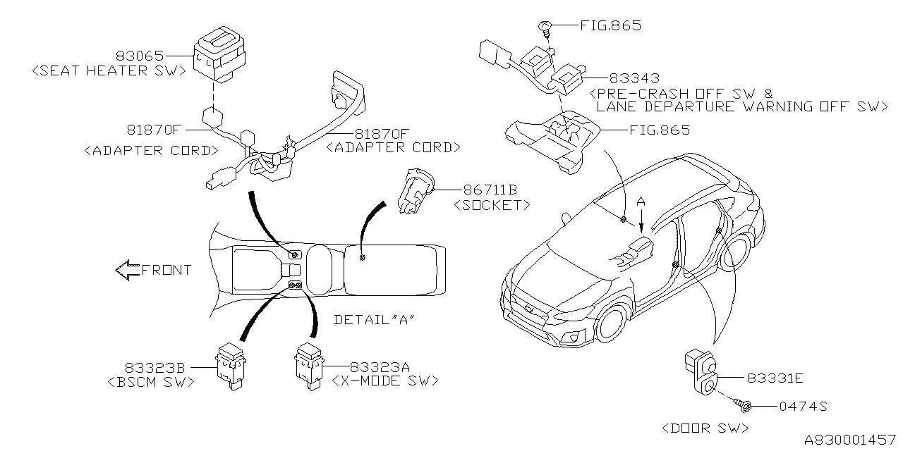 83245FL000 - Genuine Subaru SWITCH SEAT HEATER