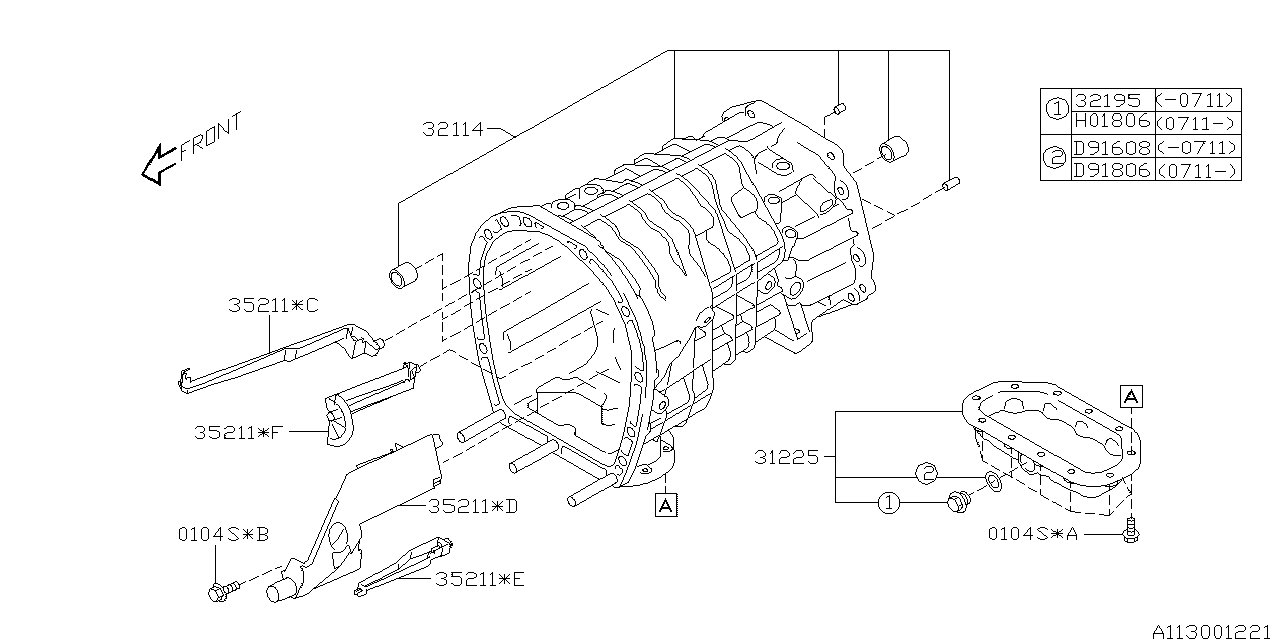 32114AA170 Genuine Subaru CASE COMPLETE TRANS