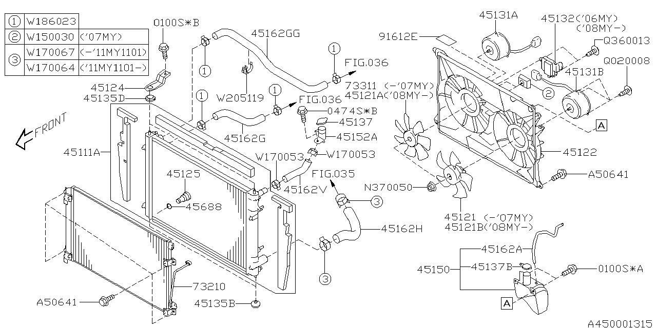 45161XA010 Genuine Subaru RADIATOR HOSE INLET B