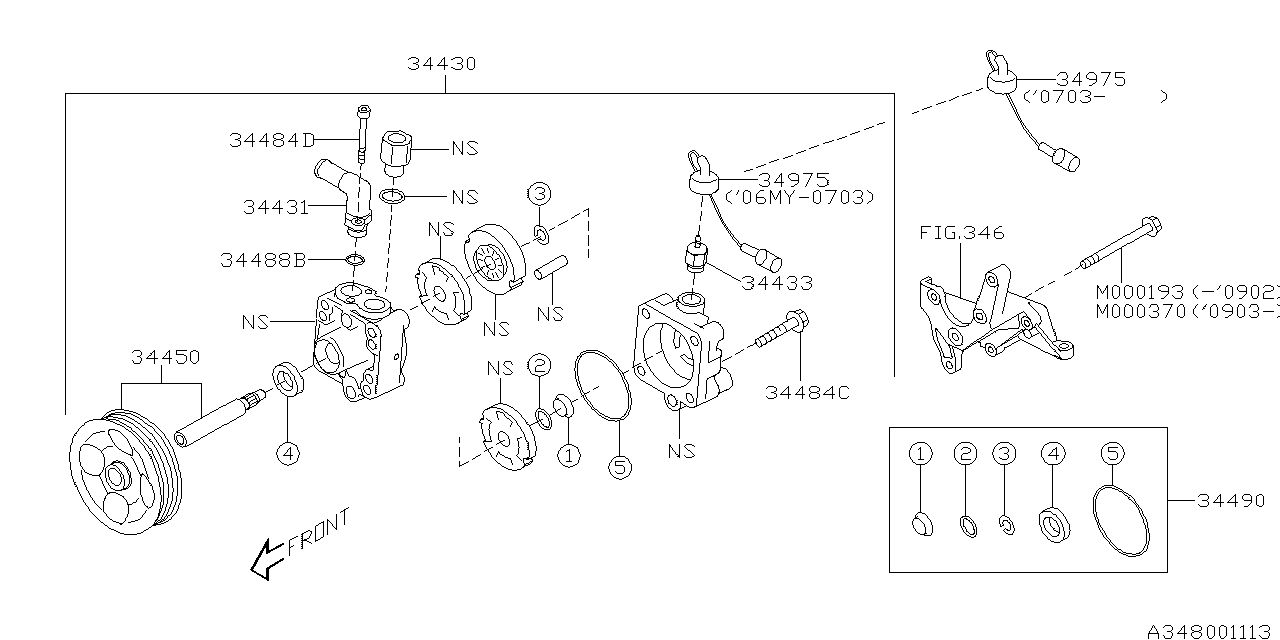 34430XA011 - Genuine Subaru POWER STEERING PUMP ASSY