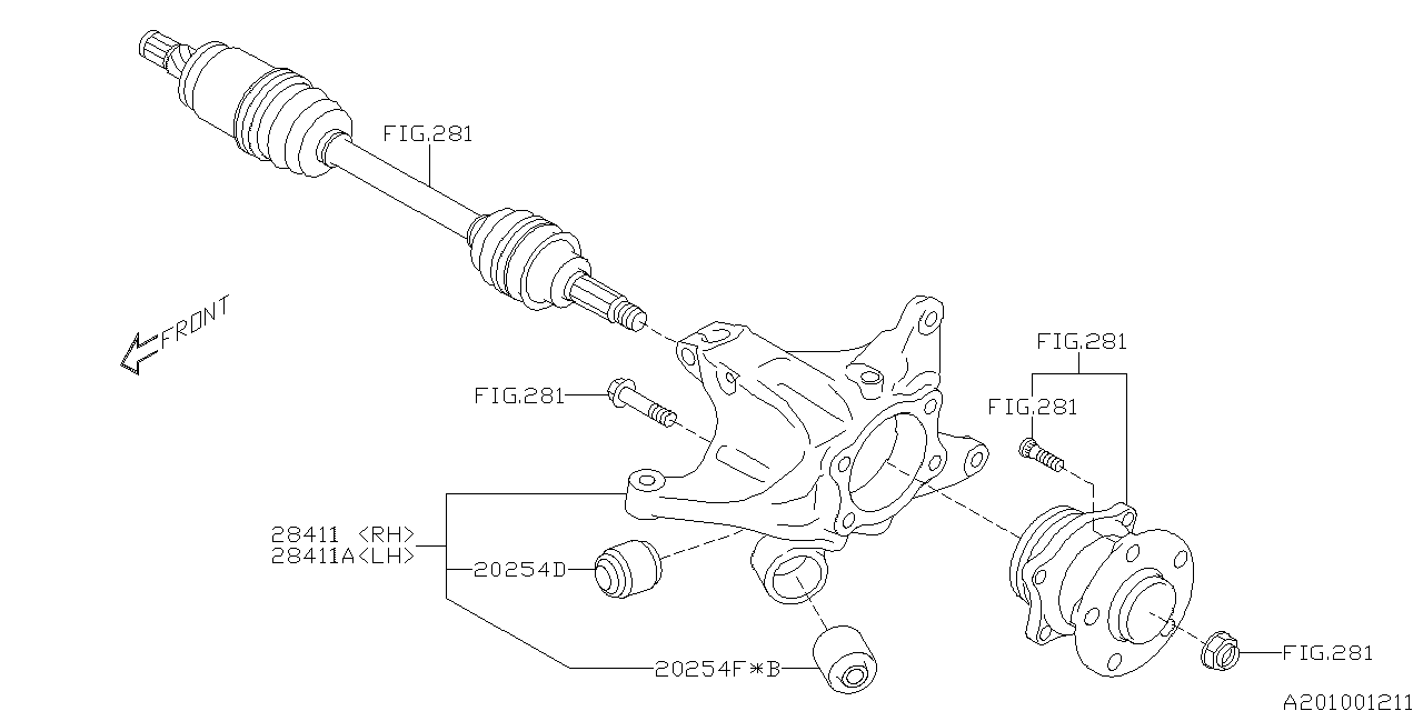 28411AL02A Genuine Subaru HOUSING ASSEMBLY REAR REAR