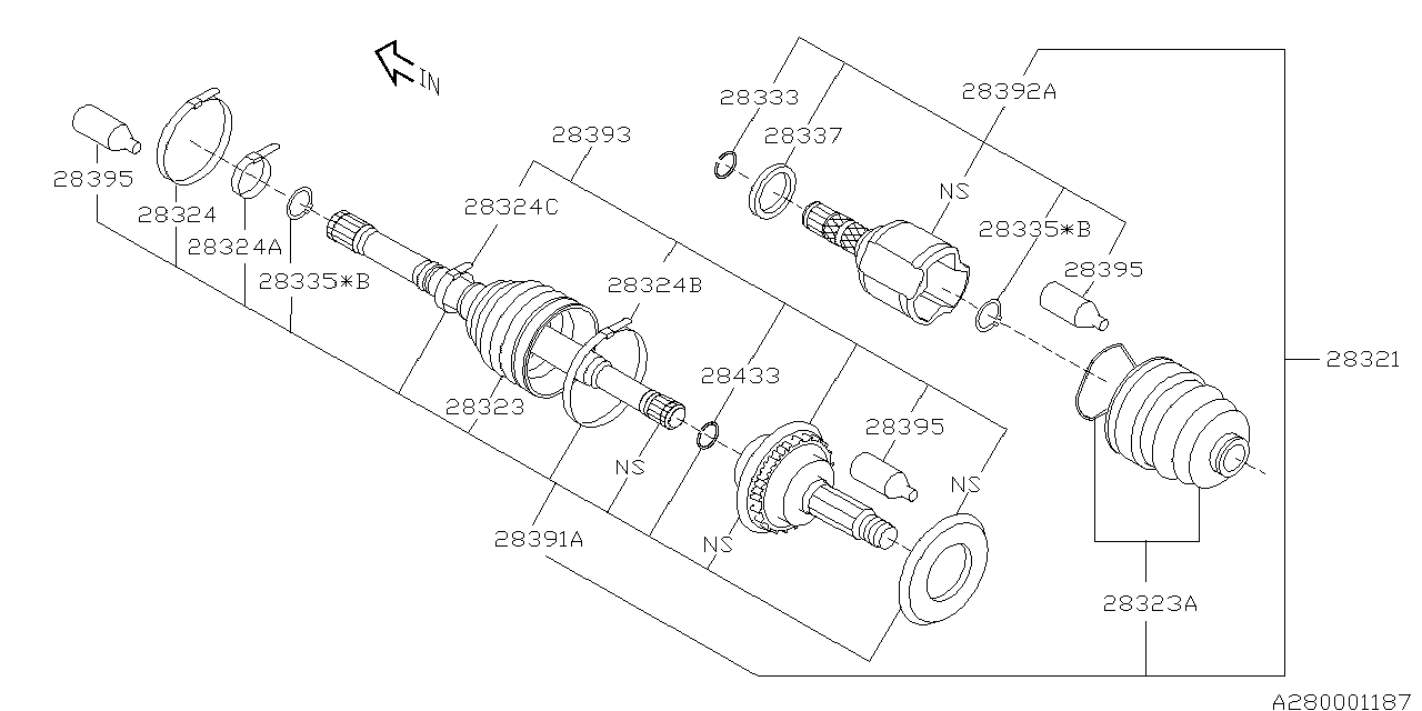 28321SA050 - Genuine Subaru DRIVE SHAFT ASSY FRONT