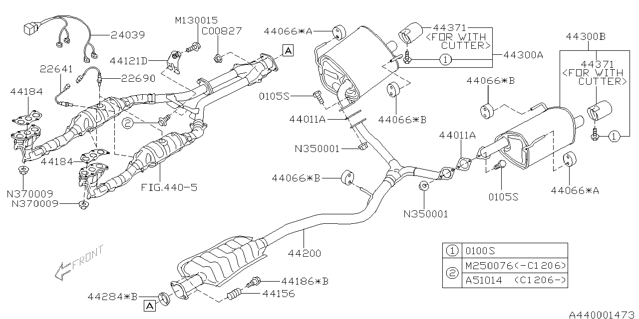 44300AJ77B Genuine Subaru MUFFLER ASSEMBLY RIGHT 6W