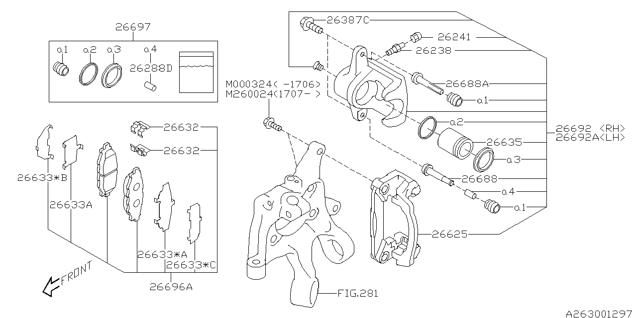 26692AJ030 Genuine Subaru DISK BRAKE KIT REAR LH