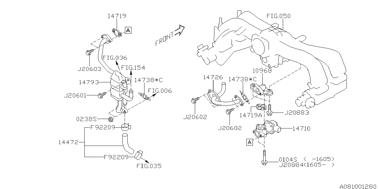 14710AA780 Genuine Subaru VALVE ASSEMBLY EGR CONTROL