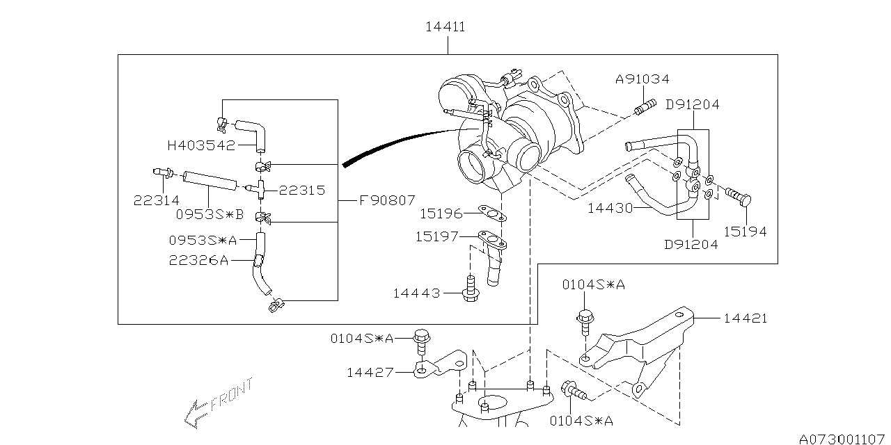 15197AA060 - Genuine Subaru OUTLET TURBO OIL