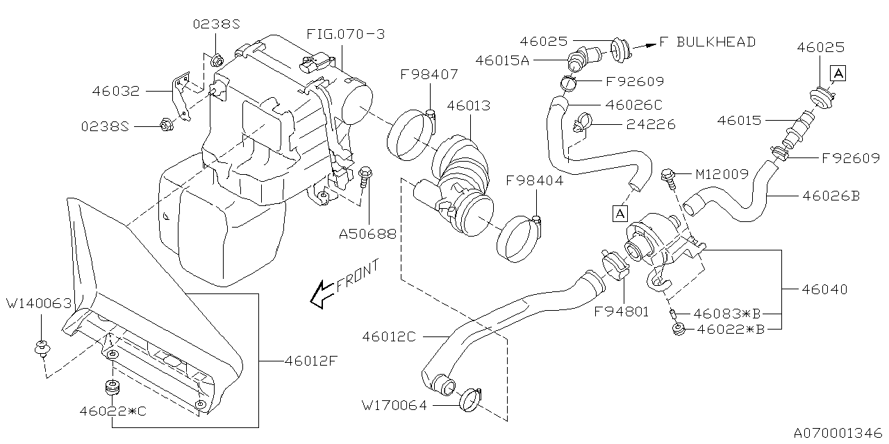 46012AG001 Genuine Subaru DUCT AIR INTAKE