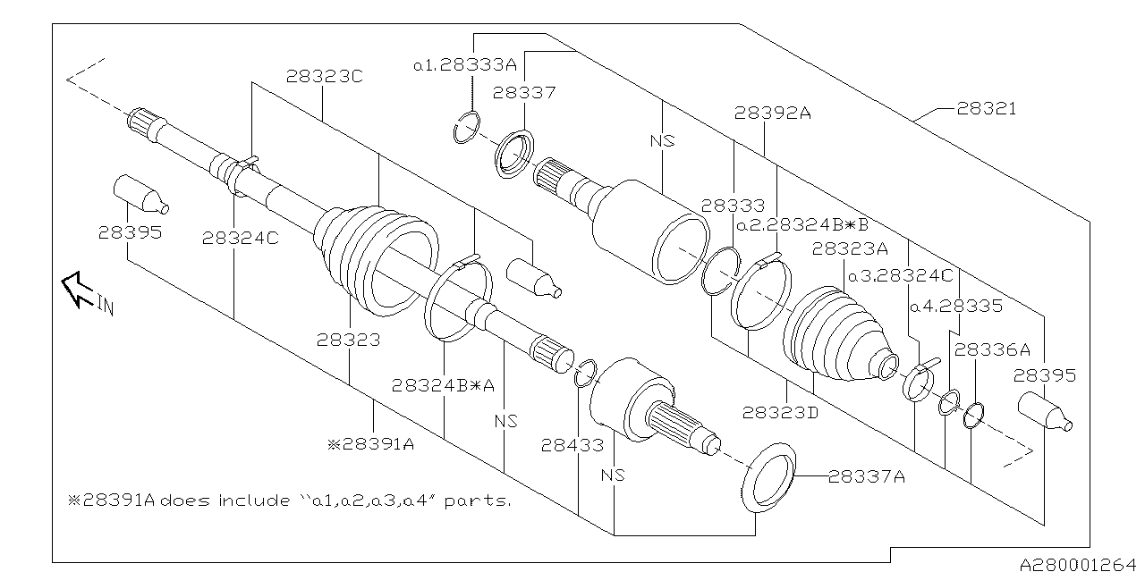 28321FG003 Genuine Subaru DRIVE SHAFT ASSY