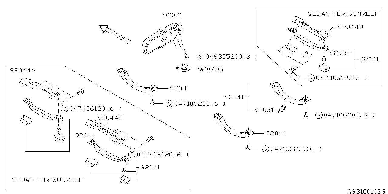 92020AC000 - Genuine Subaru P1041695 REAR VIEW MIRROR ASSY IN