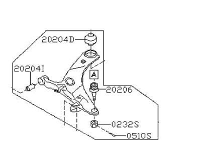 Subaru 20202SC000 Lower Arm Assembly Front RH