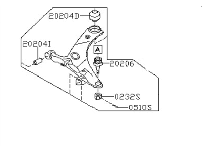 Subaru 20202SC010 Lower Arm Assembly Front LH