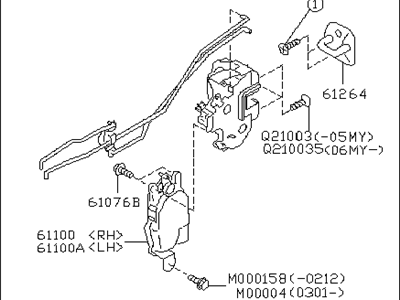 Subaru 61035AE00A Latch&Act Assembly Door Rear RH