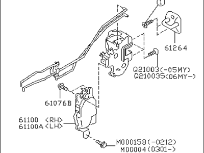 2001 Subaru Legacy Rear Passenger Door Handle Latch - 61035AE00A