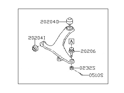 Subaru 20202XA00B Arm Assembly Front RH