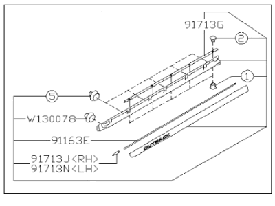 Subaru 91112AL53B GARNISH Assembly Front Door LH