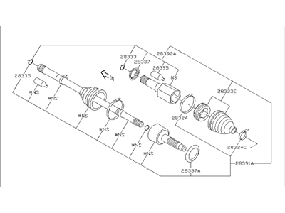 Subaru 28321AJ010 Front Axle Shaft Assembly