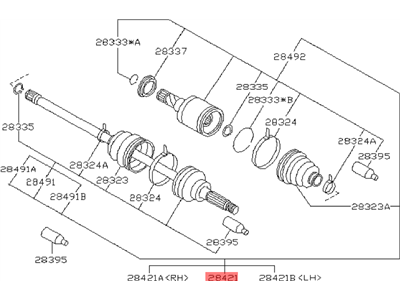 1995 Subaru Impreza Axle Shaft - 28021FA001